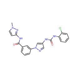 Cn1ccc(NC(=O)c2cccc(-n3cc(NC(=O)Nc4ccccc4Cl)cn3)c2)n1 ZINC000299821252