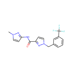 Cn1ccc(NC(=O)c2ccn(Cc3cccc(C(F)(F)F)c3)n2)n1 ZINC000066102942