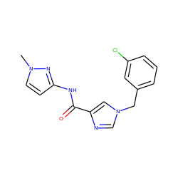 Cn1ccc(NC(=O)c2cn(Cc3cccc(Cl)c3)cn2)n1 ZINC000066078847