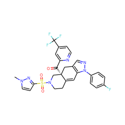 Cn1ccc(S(=O)(=O)N2CCC3=Cc4c(cnn4-c4ccc(F)cc4)C[C@]3(C(=O)c3cc(C(F)(F)F)ccn3)C2)n1 ZINC000141986798