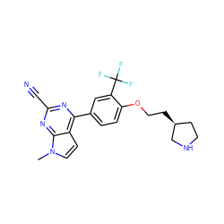 Cn1ccc2c(-c3ccc(OCC[C@H]4CCNC4)c(C(F)(F)F)c3)nc(C#N)nc21 ZINC001772649983