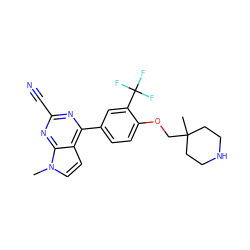 Cn1ccc2c(-c3ccc(OCC4(C)CCNCC4)c(C(F)(F)F)c3)nc(C#N)nc21 ZINC001772582920