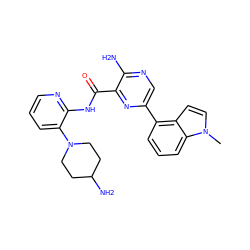 Cn1ccc2c(-c3cnc(N)c(C(=O)Nc4ncccc4N4CCC(N)CC4)n3)cccc21 ZINC001772587619