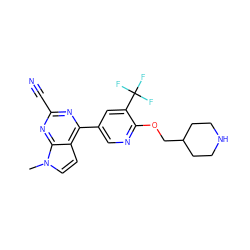 Cn1ccc2c(-c3cnc(OCC4CCNCC4)c(C(F)(F)F)c3)nc(C#N)nc21 ZINC001772573206