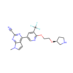 Cn1ccc2c(-c3cnc(OCCO[C@H]4CCNC4)c(C(F)(F)F)c3)nc(C#N)nc21 ZINC001772621305