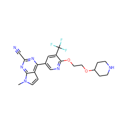 Cn1ccc2c(-c3cnc(OCCOC4CCNCC4)c(C(F)(F)F)c3)nc(C#N)nc21 ZINC001772639032