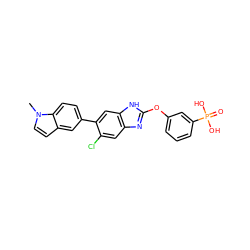 Cn1ccc2cc(-c3cc4[nH]c(Oc5cccc(P(=O)(O)O)c5)nc4cc3Cl)ccc21 ZINC000068203291