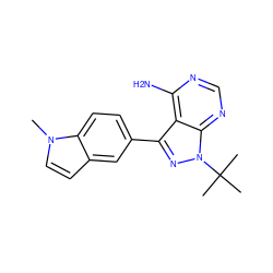 Cn1ccc2cc(-c3nn(C(C)(C)C)c4ncnc(N)c34)ccc21 ZINC000084688693