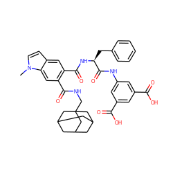 Cn1ccc2cc(C(=O)N[C@@H](Cc3ccccc3)C(=O)Nc3cc(C(=O)O)cc(C(=O)O)c3)c(C(=O)NCC34CC5CC(CC(C5)C3)C4)cc21 ZINC000049853612