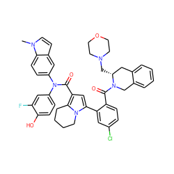 Cn1ccc2cc(N(C(=O)c3cc(-c4cc(Cl)ccc4C(=O)N4Cc5ccccc5C[C@H]4CN4CCOCC4)n4c3CCCC4)c3ccc(O)c(F)c3)ccc21 ZINC000218044982