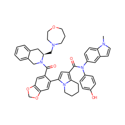 Cn1ccc2cc(N(C(=O)c3cc(-c4cc5c(cc4C(=O)N4Cc6ccccc6C[C@H]4CN4CCCOCC4)OCO5)n4c3CCCC4)c3ccc(O)cc3)ccc21 ZINC000205560979