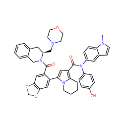 Cn1ccc2cc(N(C(=O)c3cc(-c4cc5c(cc4C(=O)N4Cc6ccccc6C[C@H]4CN4CCOCC4)OCO5)n4c3CCCC4)c3ccc(O)cc3)ccc21 ZINC000205558743