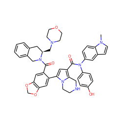 Cn1ccc2cc(N(C(=O)c3cc(-c4cc5c(cc4C(=O)N4Cc6ccccc6C[C@H]4CN4CCOCC4)OCO5)n4c3CNCC4)c3ccc(O)cc3)ccc21 ZINC001772656279