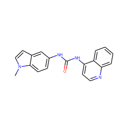 Cn1ccc2cc(NC(=O)Nc3ccnc4ccccc34)ccc21 ZINC000000007558