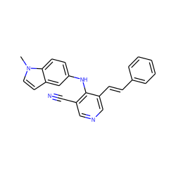 Cn1ccc2cc(Nc3c(C#N)cncc3/C=C/c3ccccc3)ccc21 ZINC000045257089