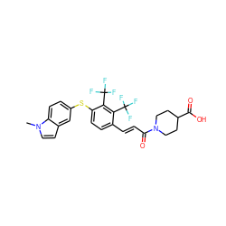 Cn1ccc2cc(Sc3ccc(/C=C/C(=O)N4CCC(C(=O)O)CC4)c(C(F)(F)F)c3C(F)(F)F)ccc21 ZINC000027443663