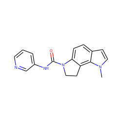 Cn1ccc2ccc3c(c21)CCN3C(=O)Nc1cccnc1 ZINC000013760583