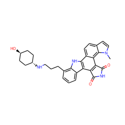 Cn1ccc2ccc3c4[nH]c5c(CCCN[C@H]6CC[C@H](O)CC6)cccc5c4c4c(c3c21)C(=O)NC4=O ZINC000253706670