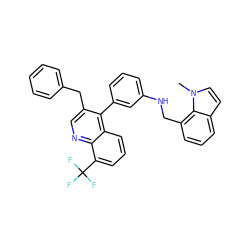 Cn1ccc2cccc(CNc3cccc(-c4c(Cc5ccccc5)cnc5c(C(F)(F)F)cccc45)c3)c21 ZINC000043059595