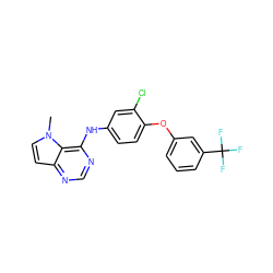 Cn1ccc2ncnc(Nc3ccc(Oc4cccc(C(F)(F)F)c4)c(Cl)c3)c21 ZINC000073169029