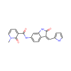 Cn1cccc(C(=O)Nc2ccc3c(c2)NC(=O)/C3=C\c2ccc[nH]2)c1=O ZINC000205824290