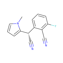 Cn1cccc1[C@@H](C#N)c1cccc(F)c1C#N ZINC000000167319