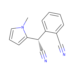 Cn1cccc1[C@@H](C#N)c1ccccc1C#N ZINC000003133302