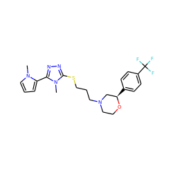 Cn1cccc1-c1nnc(SCCCN2CCO[C@H](c3ccc(C(F)(F)F)cc3)C2)n1C ZINC000653795032