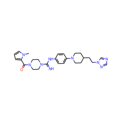 Cn1cccc1C(=O)N1CCN(C(=N)Nc2ccc(N3CCC(CCn4cncn4)CC3)cc2)CC1 ZINC000169708438