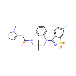 Cn1cccc1CC(=O)NCC(C)(C)CN(C1=NS(=O)(=O)c2cc(F)ccc21)c1ccccc1 ZINC000064550108