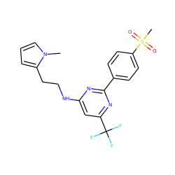 Cn1cccc1CCNc1cc(C(F)(F)F)nc(-c2ccc(S(C)(=O)=O)cc2)n1 ZINC000029132764