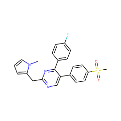 Cn1cccc1Cc1ncc(-c2ccc(S(C)(=O)=O)cc2)c(-c2ccc(F)cc2)n1 ZINC000042988696