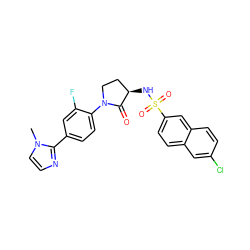 Cn1ccnc1-c1ccc(N2CC[C@@H](NS(=O)(=O)c3ccc4cc(Cl)ccc4c3)C2=O)c(F)c1 ZINC000028979417