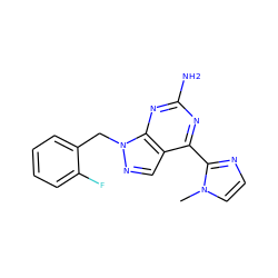 Cn1ccnc1-c1nc(N)nc2c1cnn2Cc1ccccc1F ZINC000029046282