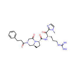 Cn1ccnc1C(=O)[C@H](CCCNC(=N)N)NC(=O)[C@@H]1CC[C@H]2CN(C(=O)CCc3ccccc3)CC(=O)N21 ZINC000027988213