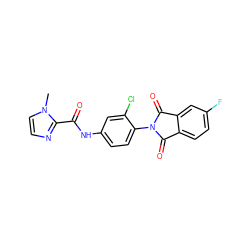 Cn1ccnc1C(=O)Nc1ccc(N2C(=O)c3ccc(F)cc3C2=O)c(Cl)c1 ZINC000653692799