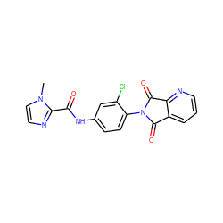 Cn1ccnc1C(=O)Nc1ccc(N2C(=O)c3cccnc3C2=O)c(Cl)c1 ZINC000653698664