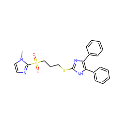 Cn1ccnc1S(=O)(=O)CCCSc1nc(-c2ccccc2)c(-c2ccccc2)[nH]1 ZINC000027299059