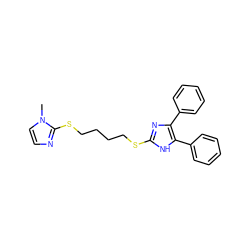 Cn1ccnc1SCCCCSc1nc(-c2ccccc2)c(-c2ccccc2)[nH]1 ZINC000027299408