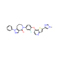 Cn1cnc(-c2cc3nccc(Oc4ccc(N5CCCc6c(cnn6-c6ccccc6)C5=O)cc4F)c3s2)c1 ZINC000473081294