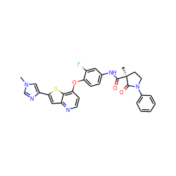 Cn1cnc(-c2cc3nccc(Oc4ccc(NC(=O)[C@@]5(C)CCN(c6ccccc6)C5=O)cc4F)c3s2)c1 ZINC000044387456