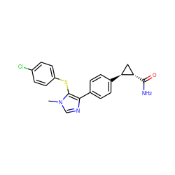 Cn1cnc(-c2ccc([C@H]3C[C@@H]3C(N)=O)cc2)c1Sc1ccc(Cl)cc1 ZINC000096270406