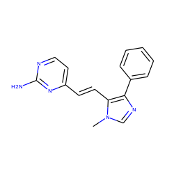 Cn1cnc(-c2ccccc2)c1/C=C/c1ccnc(N)n1 ZINC000040428858