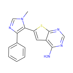 Cn1cnc(-c2ccccc2)c1-c1cc2c(N)ncnc2s1 ZINC000038927105