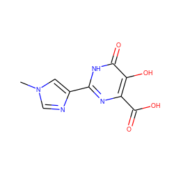 Cn1cnc(-c2nc(C(=O)O)c(O)c(=O)[nH]2)c1 ZINC000084704408