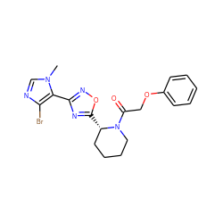 Cn1cnc(Br)c1-c1noc([C@H]2CCCCN2C(=O)COc2ccccc2)n1 ZINC000299855731