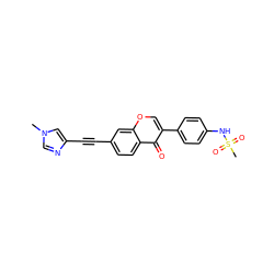 Cn1cnc(C#Cc2ccc3c(=O)c(-c4ccc(NS(C)(=O)=O)cc4)coc3c2)c1 ZINC000142636448