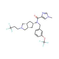 Cn1cnc(C(=O)N(Cc2cccc(OC(F)(F)F)c2)[C@@H]2C[C@@H]3CN(CCC(F)(F)F)C[C@@H]3C2)c1 ZINC000101322154