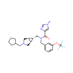 Cn1cnc(C(=O)N(Cc2cccc(OC(F)(F)F)c2)C[C@@H]2[C@H]3CN(CC4CCCC4)C[C@H]32)c1 ZINC000101270896