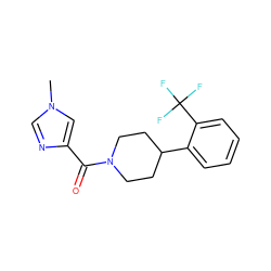 Cn1cnc(C(=O)N2CCC(c3ccccc3C(F)(F)F)CC2)c1 ZINC000169349283